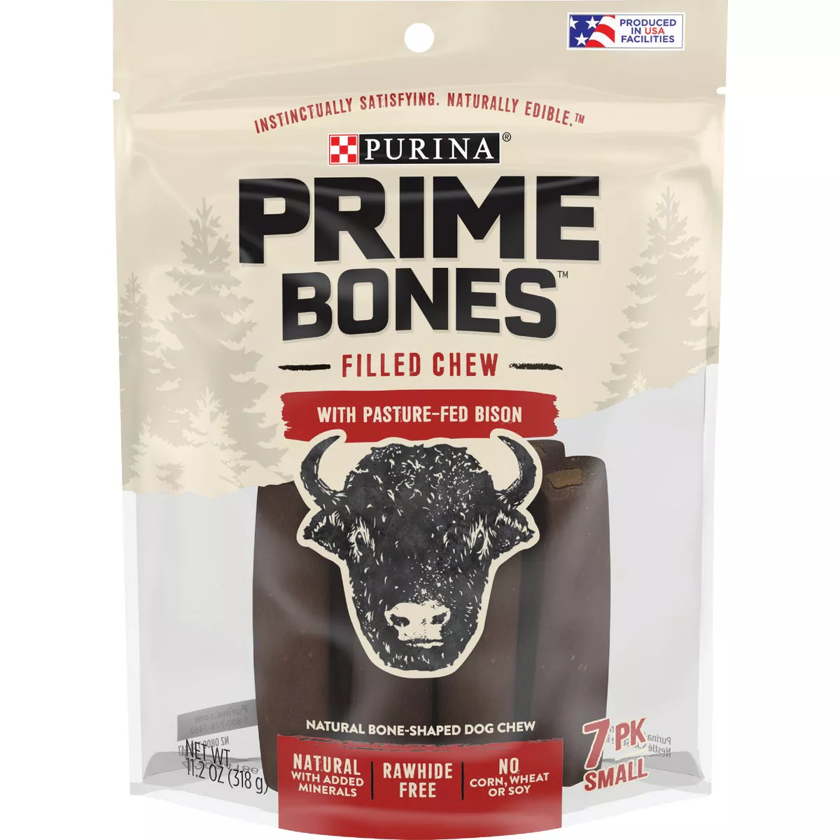 Purina Prime Bones Small Bison Flavor Filled Chew Dog Treat (7-Pack)