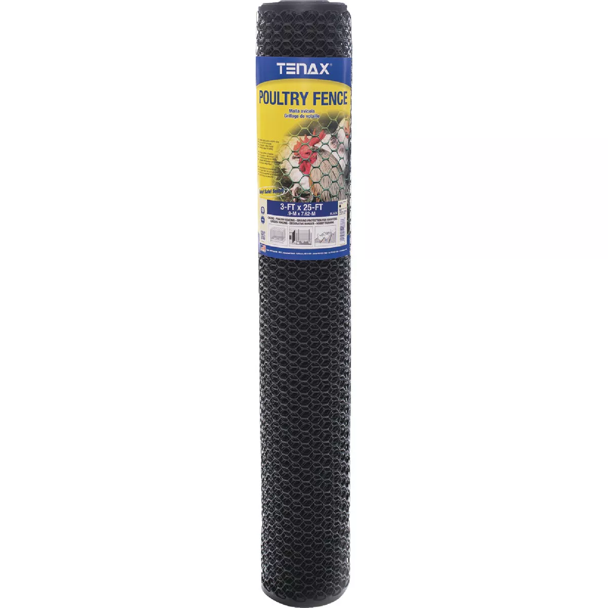 Tenax 3/4 In. x 3 Ft. H. x 25 Ft. L. Hexagonal Plastic Poultry Netting Fence, Black