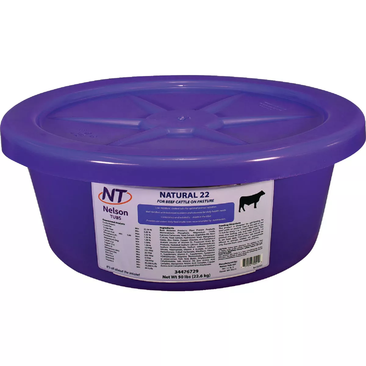 Nelson Tubs Natural 22 50 Lb. Beef Cattle Feed Supplement