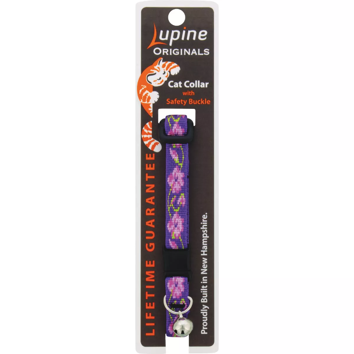 Lupine 1/2 In. Woven Pattern Rose 8 to 12in. Garden Breakaway Cat Collar with Bell