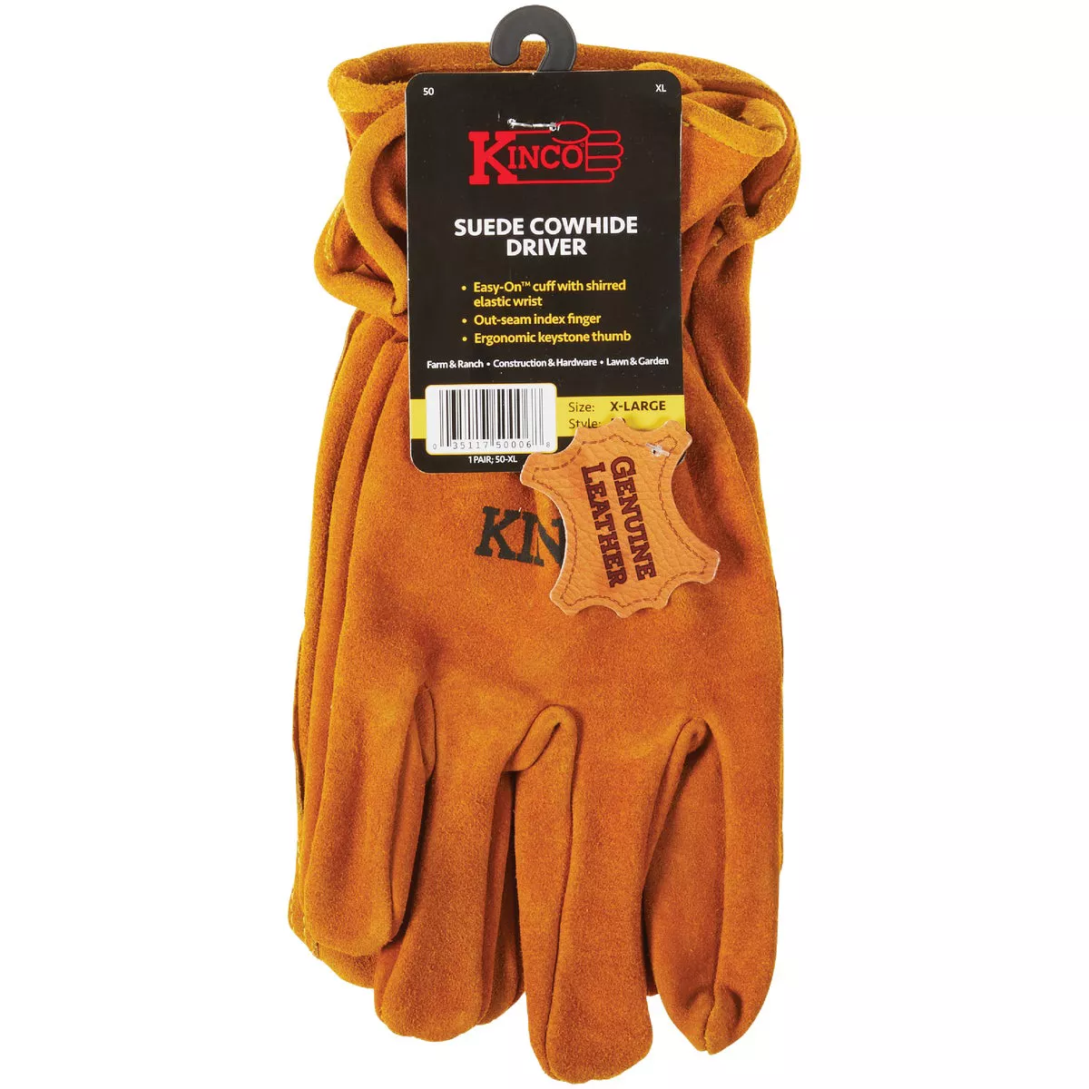 Kinco Men's XL Golden Full Suede Cowhide Work Glove - photo 2