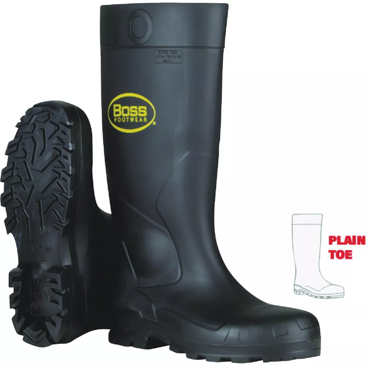 Boss Size 11 Black 16 In. Plain Toe PVC Waterproof Boot
