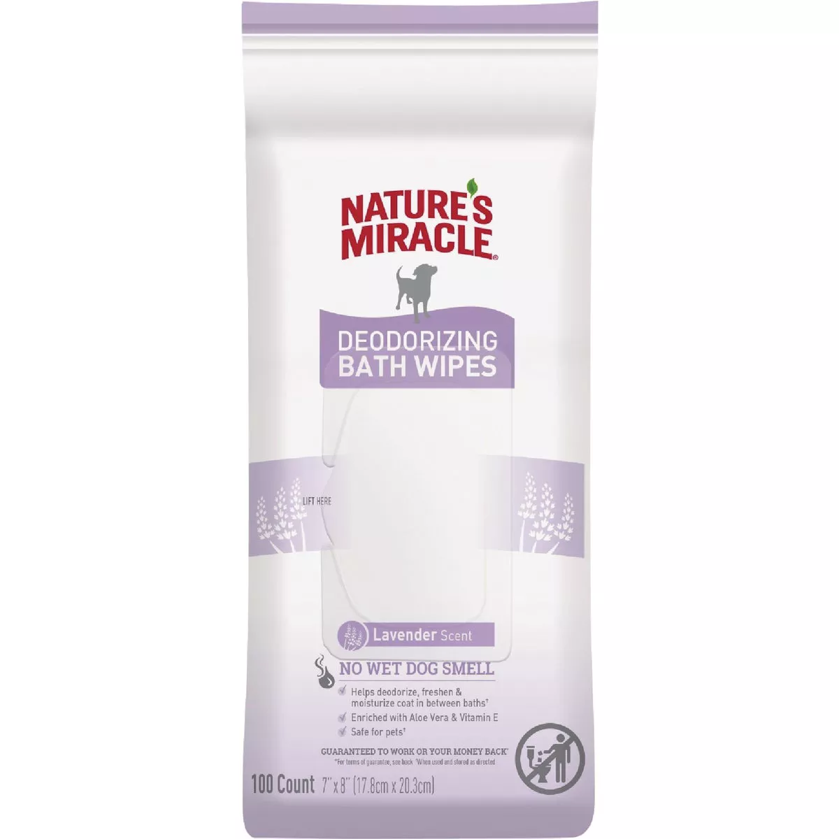 Nature's Miracle Lavender Scent Deodorizing Dog Bath Wipes (100-Pack)