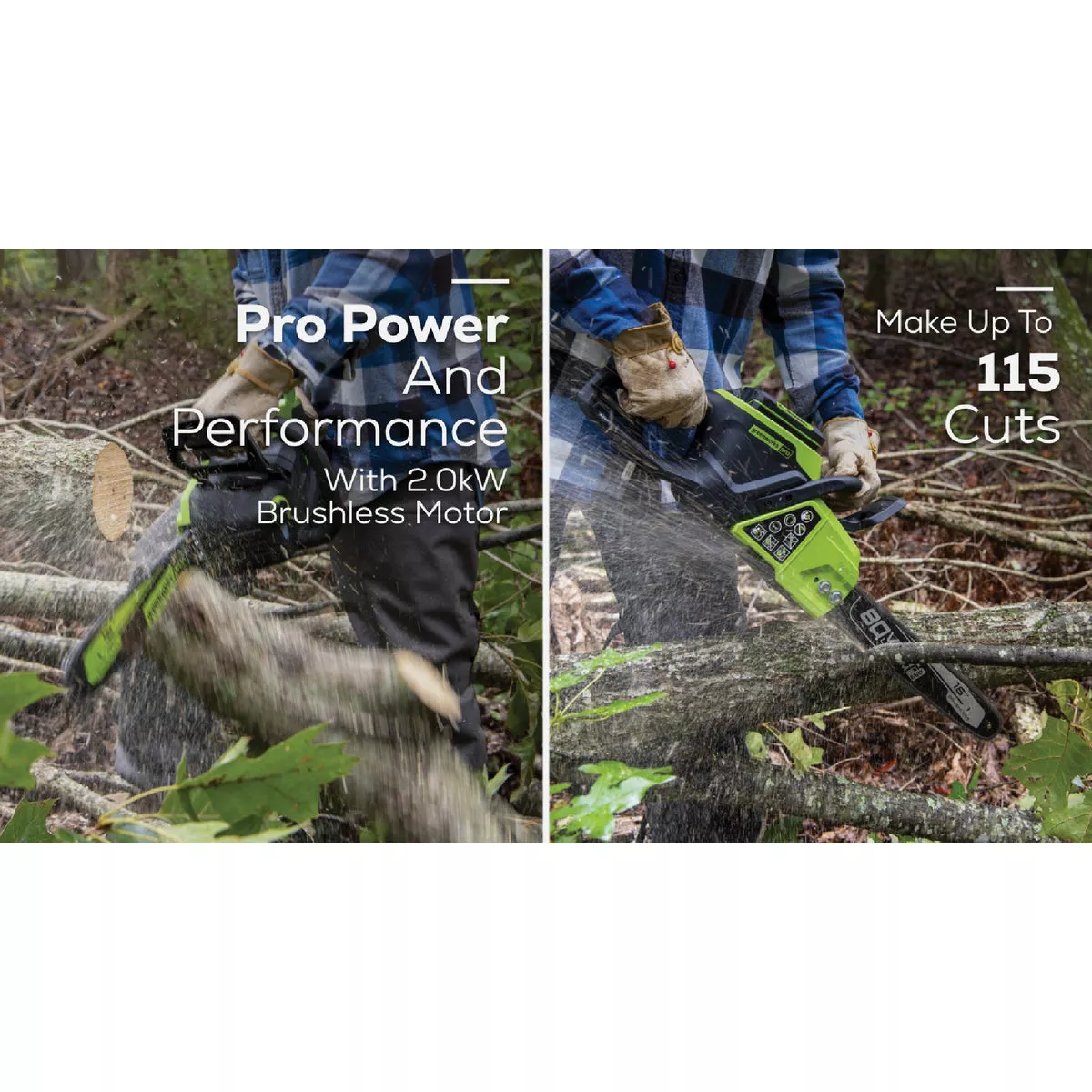 Greenworks 80V 16 In. 2kW Brushless Chainsaw with 4.0 Ah Battery & Charger - photo 3