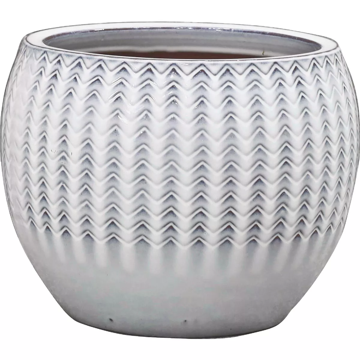 Deroma Wester 8.5 In. Dia. White Ceramic High Gloss Planter