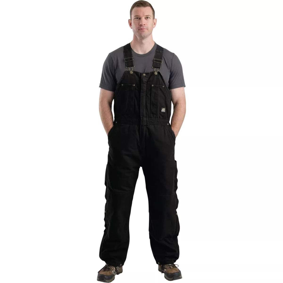 Berne Men's Large Black Heartland Insulated Washed Duck Bib Overalls