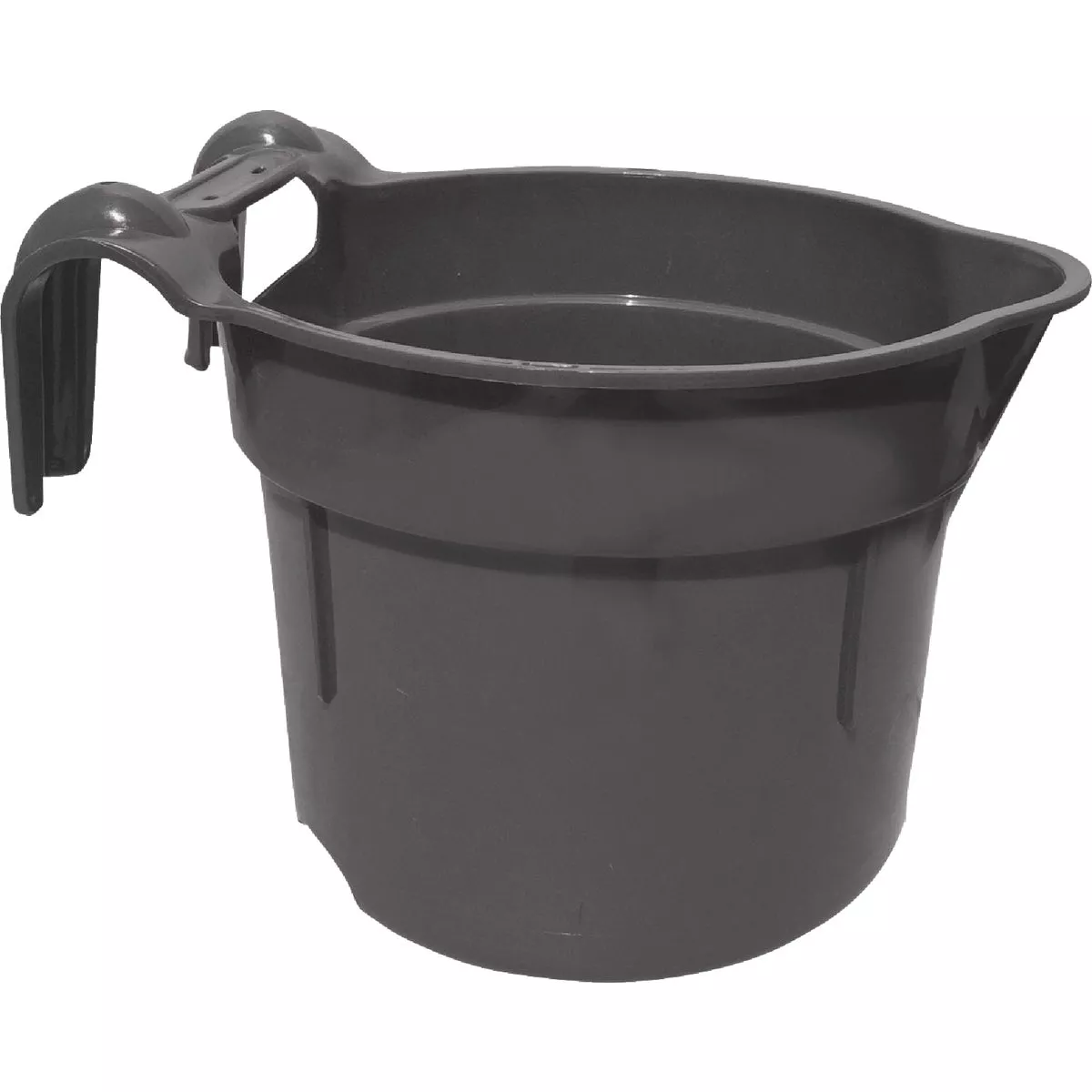 Tuff Stuff 10 Qt. Black Round Over the Fence Feeder