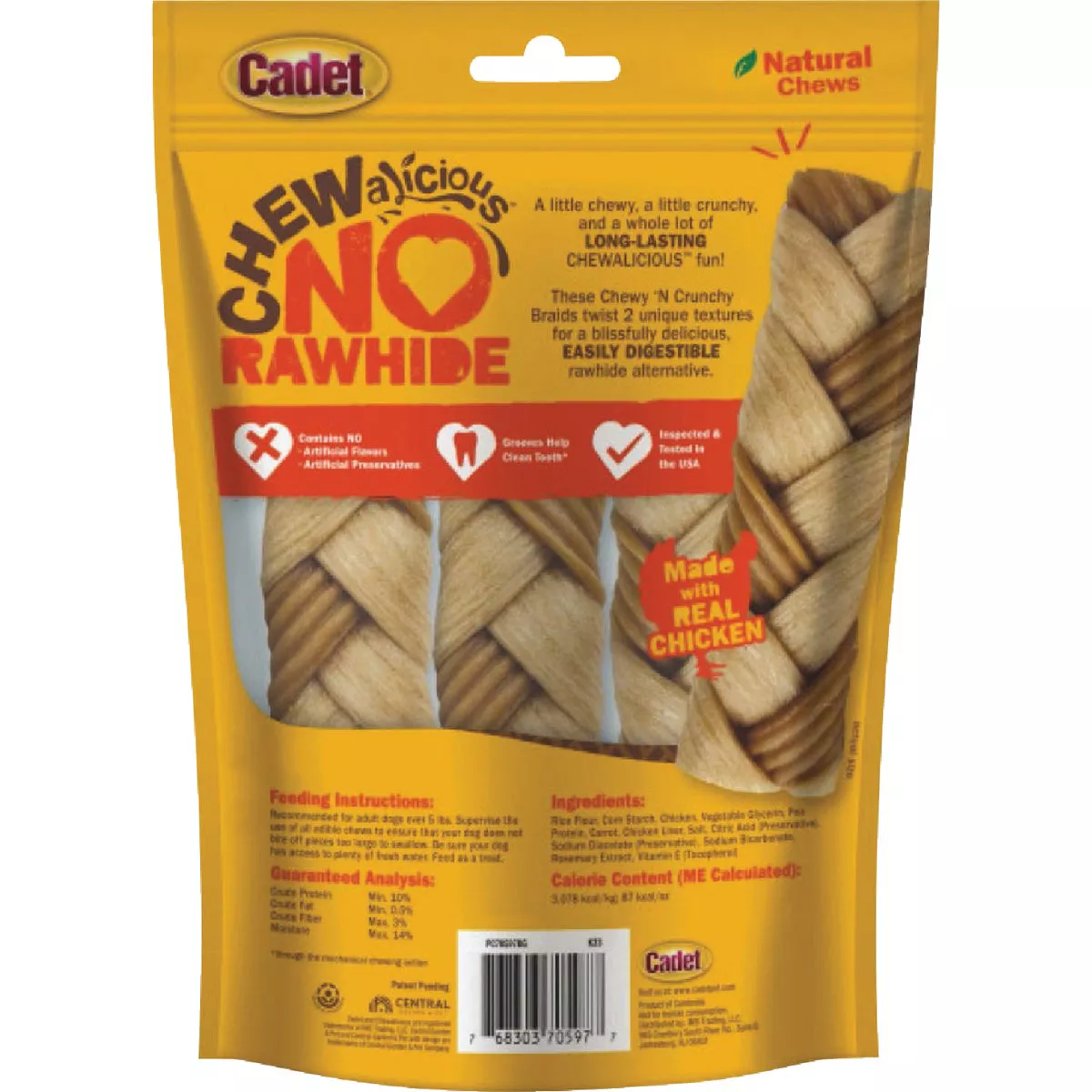 Cadet Chewalicious Chewy 'N Crunchy Medium Chicken Braid Dog Treat (3-Count) - photo 2