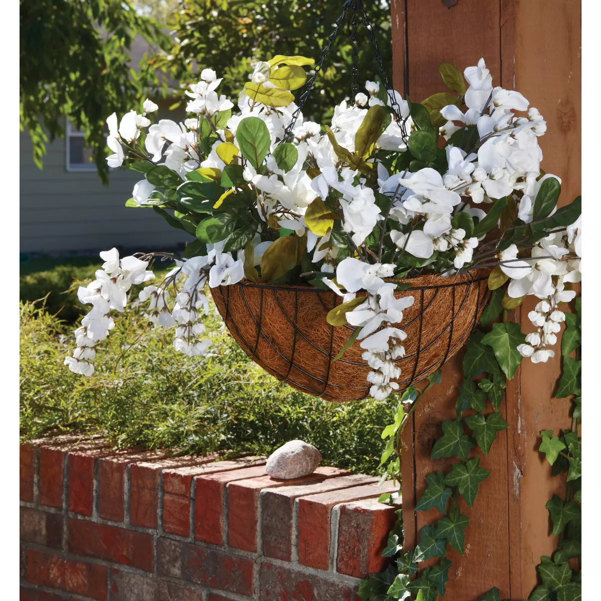 Best Garden 14 In. Steel Rod Black Powder Coat Hanging Plant Basket - photo 4