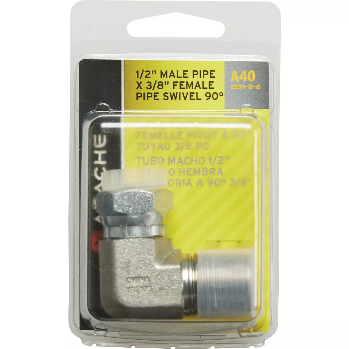 Apache 1/2 In. Male Pipe x 3/8 In. Female Pipe Swivel 90 Deg Hydraulic Hose Adapter - photo 2