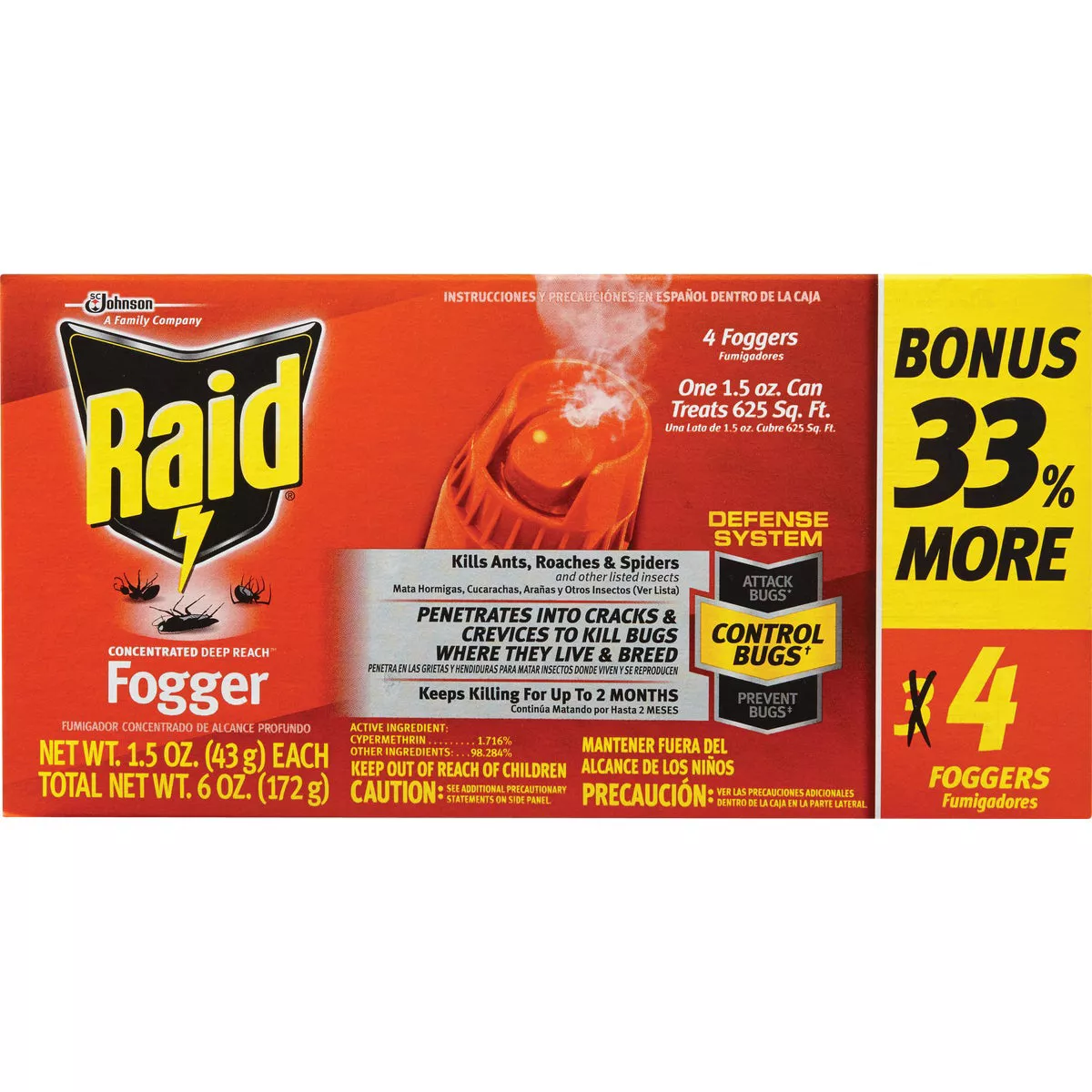 Raid Concentrated Deep Reach 1.5 Oz. Indoor Insect Fogger (4-Pack) - photo 3