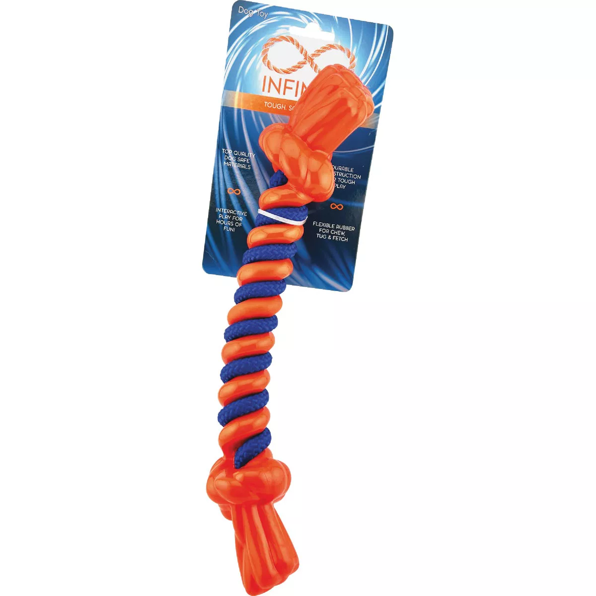 Boss Pet Infinity TPR/Rope Bone Large Orange Dog Toy - photo 2