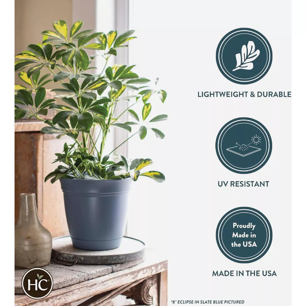 HC Companies Eclipse 10 In. Warm Gray Planter with Saucer - photo 4