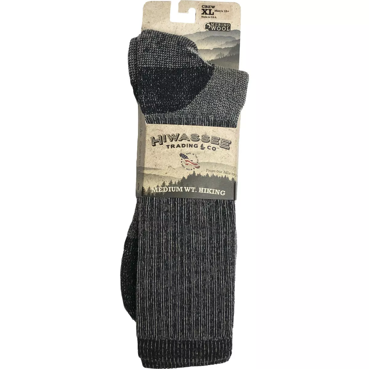 Hiwassee Trading Company Men's XL Charcoal Medium Weight Hiking Crew Sock - photo 3