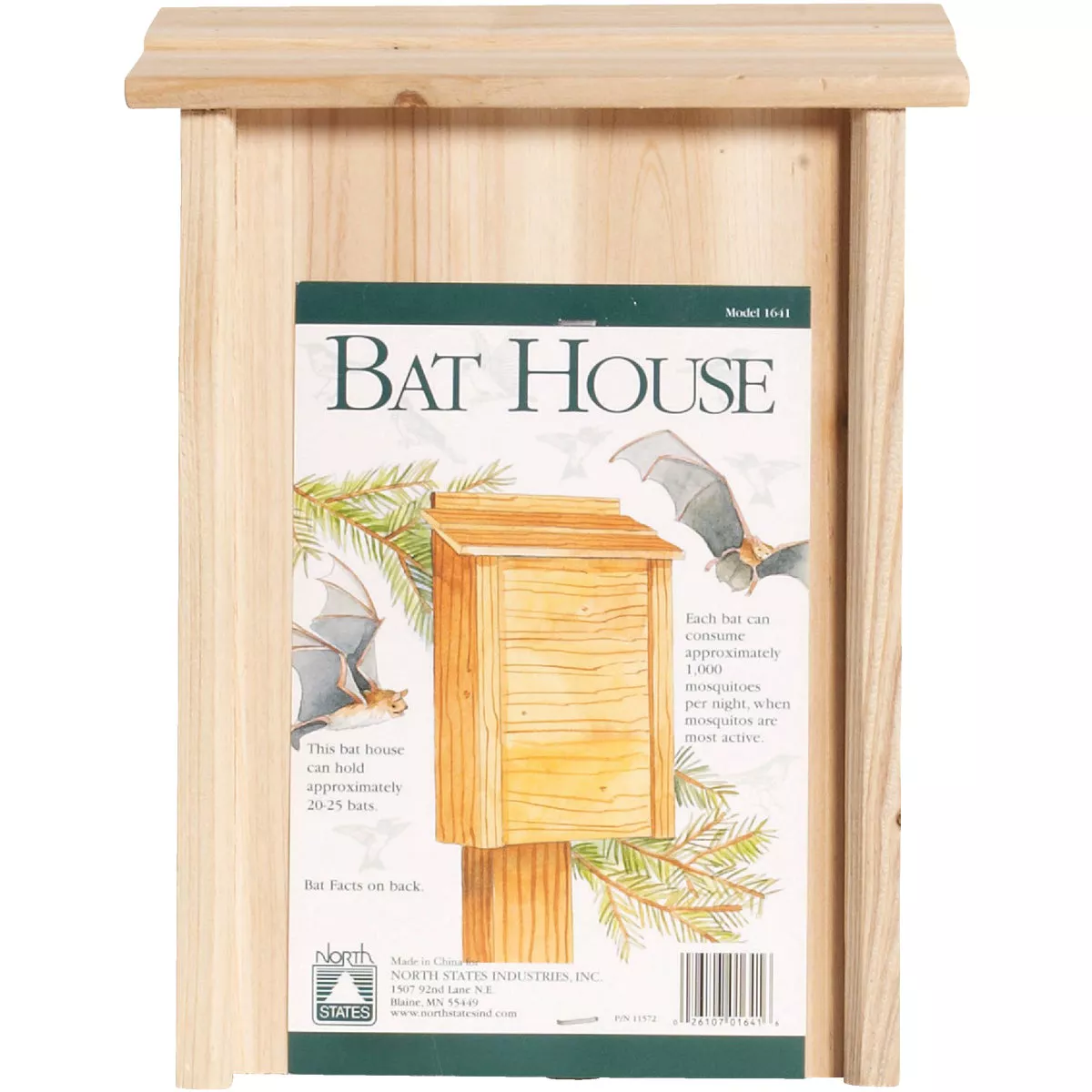 North States 8 In. W. x 15 In. H. x 4.75 In. D. Redwood Bat House - photo 3