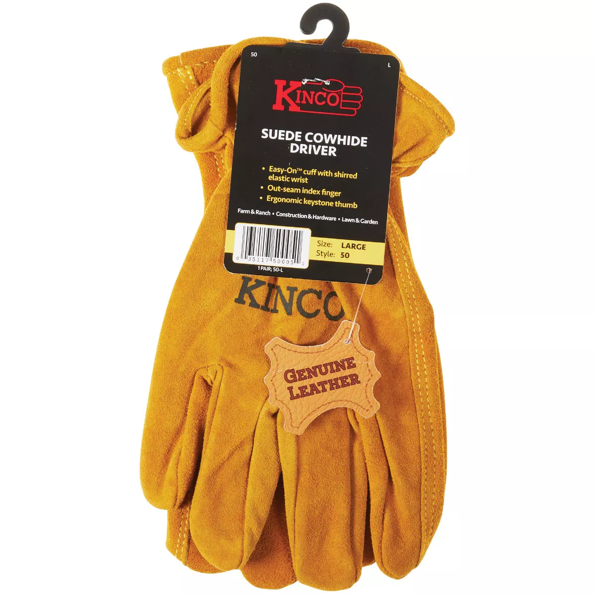Kinco Men's Large Golden Full Suede Cowhide Work Glove - photo 2