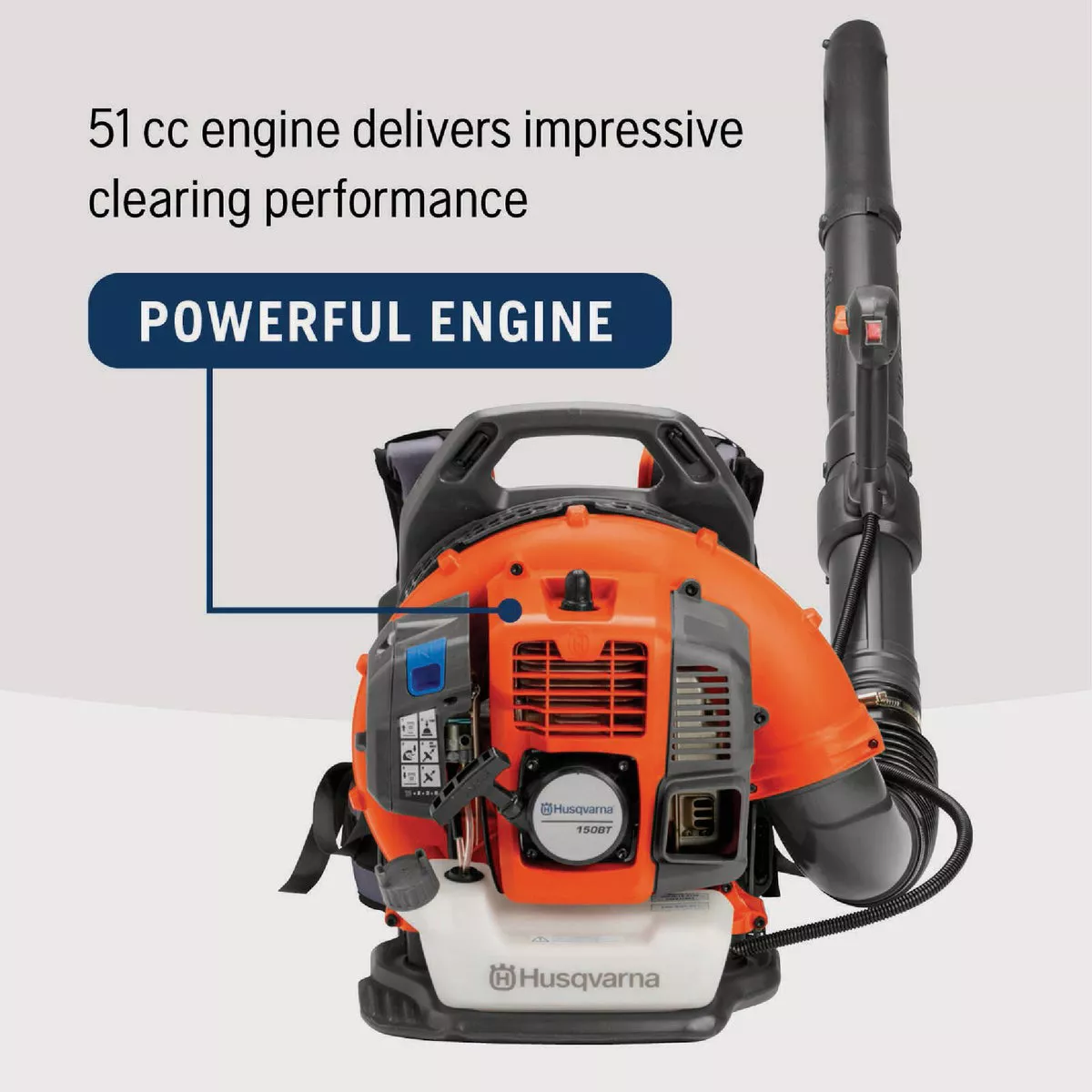 Husqvarna 150BT 50.2cc 2-Cycle Gas 434 CFM 251 MPH Backpack Leaf Blower - photo 6