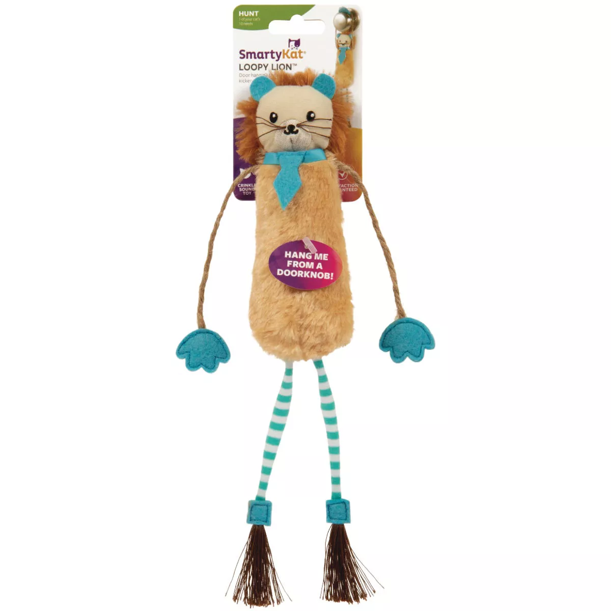 SmartyKat Loopy Lion Door Hanging Breakaway Kicker Catnip Cat Toy