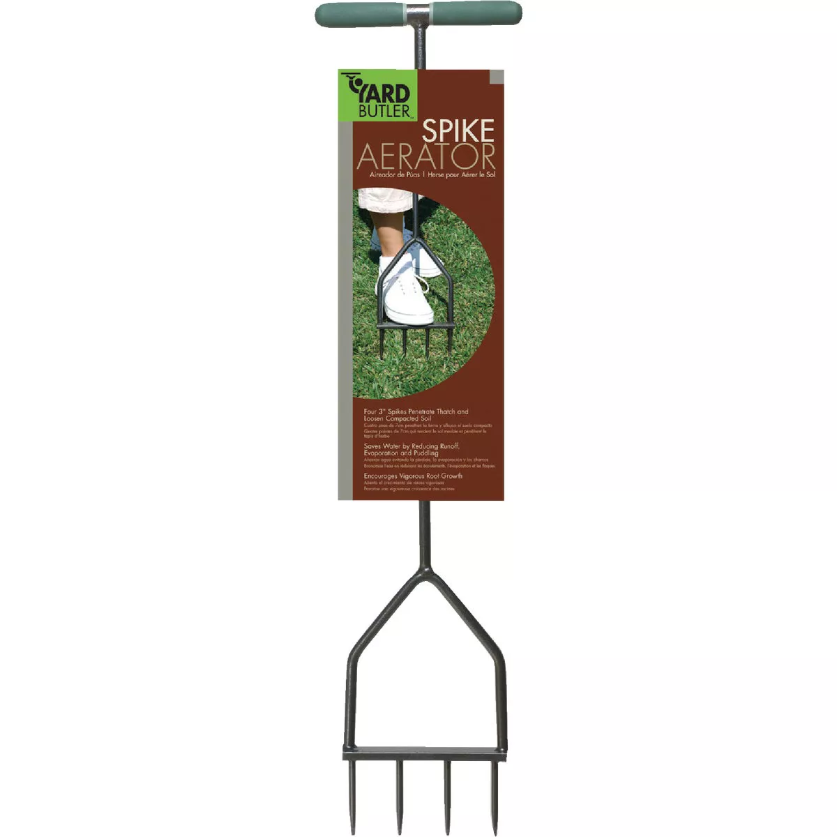 Yard Butler Multispike 4-Tine Hand Lawn Aerator