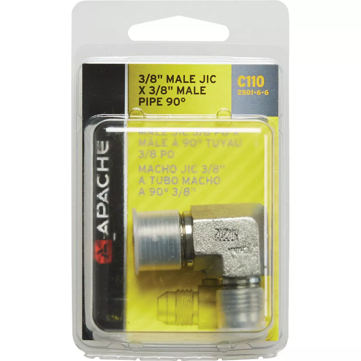 Apache 3/8 In. Male JIC x 3/8 In. Male Pipe 90 Deg Hydraulic Hose Adapter - photo 2