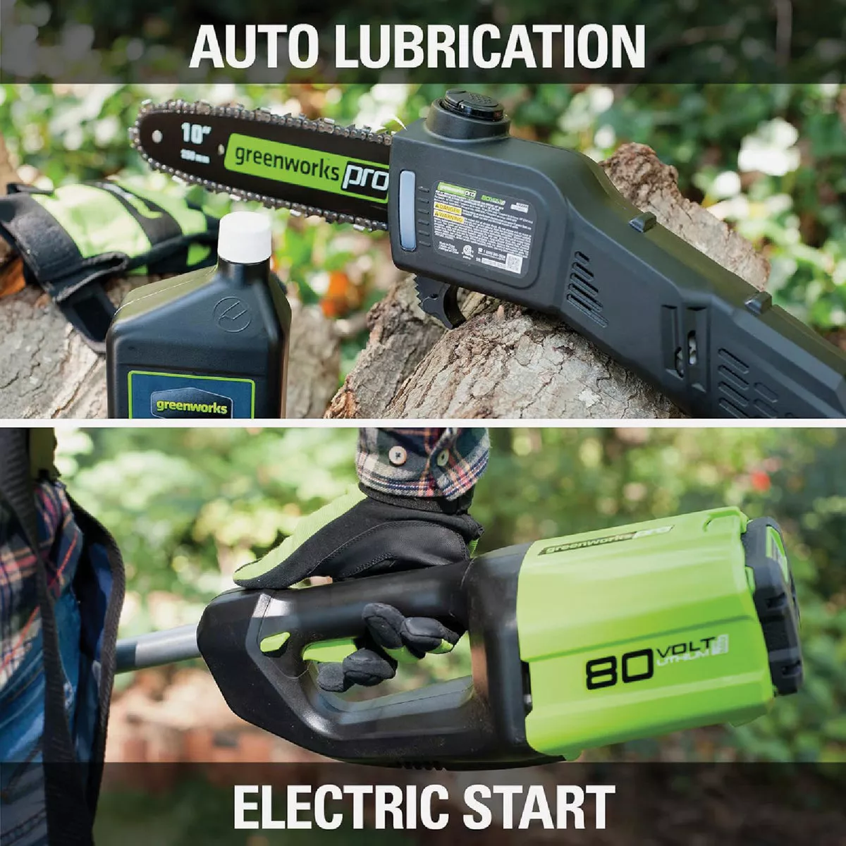 Greenworks 80V 10 In. Brushless Pole Saw with 2.0 Ah Battery & Charger - photo 5