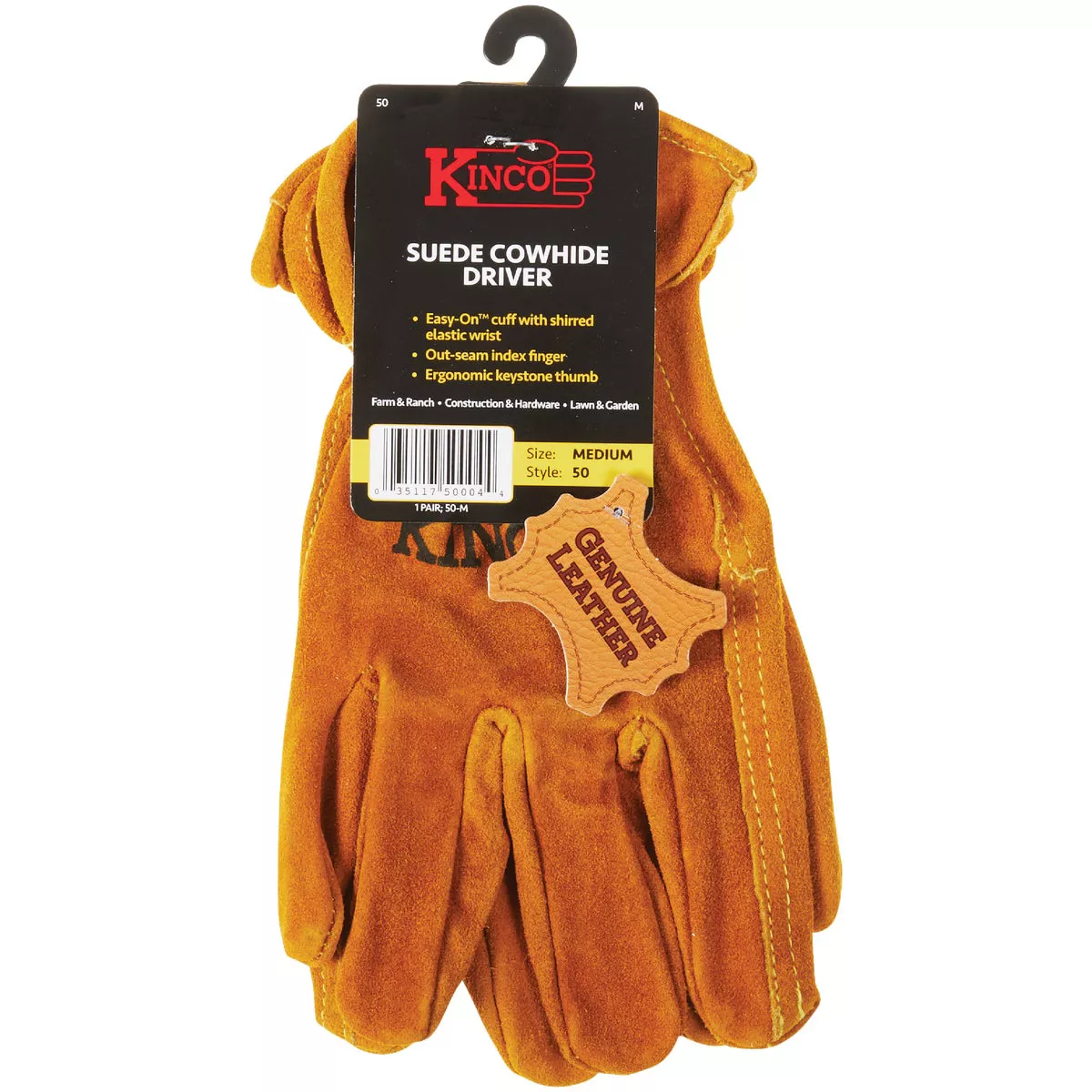 Kinco Men's Medium Golden Full Suede Cowhide Work Glove - photo 2
