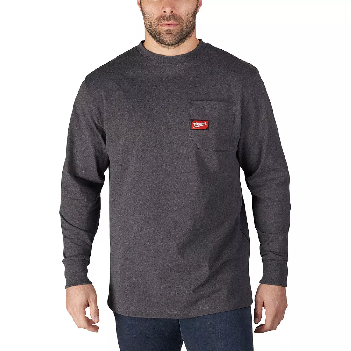 Milwaukee Large Gray Long Sleeve Men's Heavy-Duty Pocket Shirt