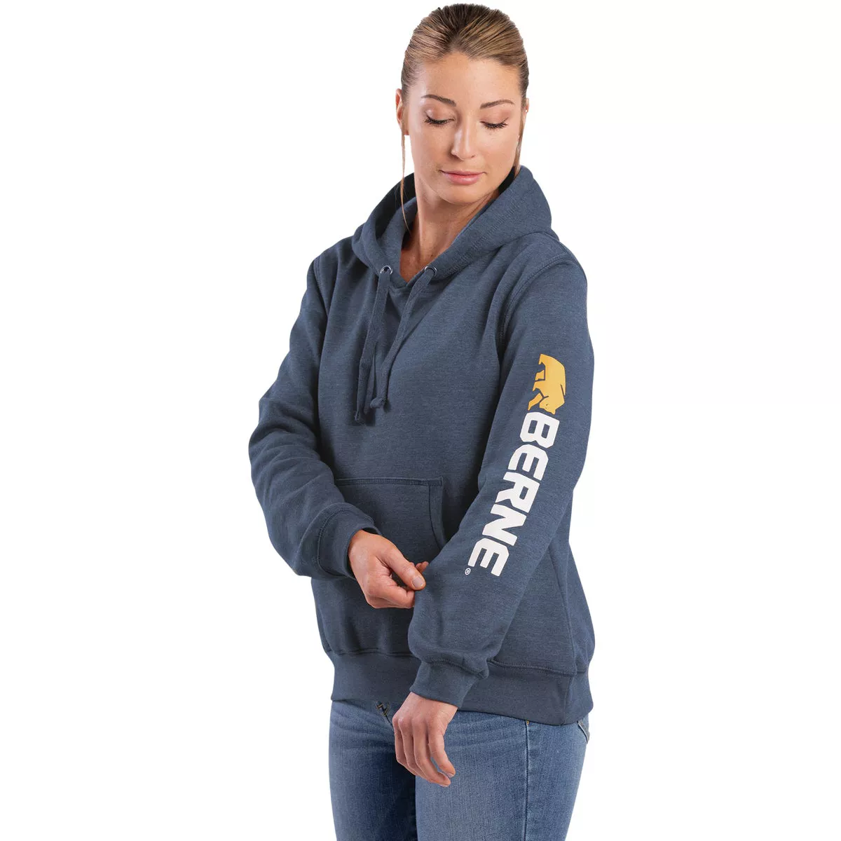 Berne 2XL Steel Blue Women's Signature Sleeve Pullover Hooded Sweatshirt