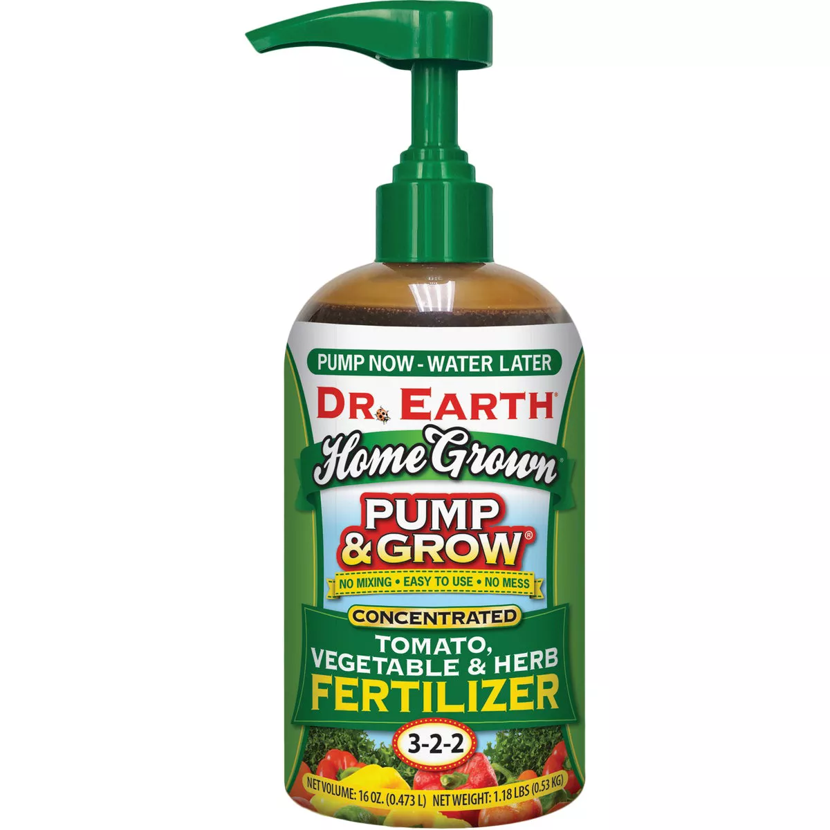 Dr. Earth Pump & Grow Home Grown 16 Oz. 3-2-2 Concentrated Tomato, Vegetable & Herb Liquid Fertilizer
