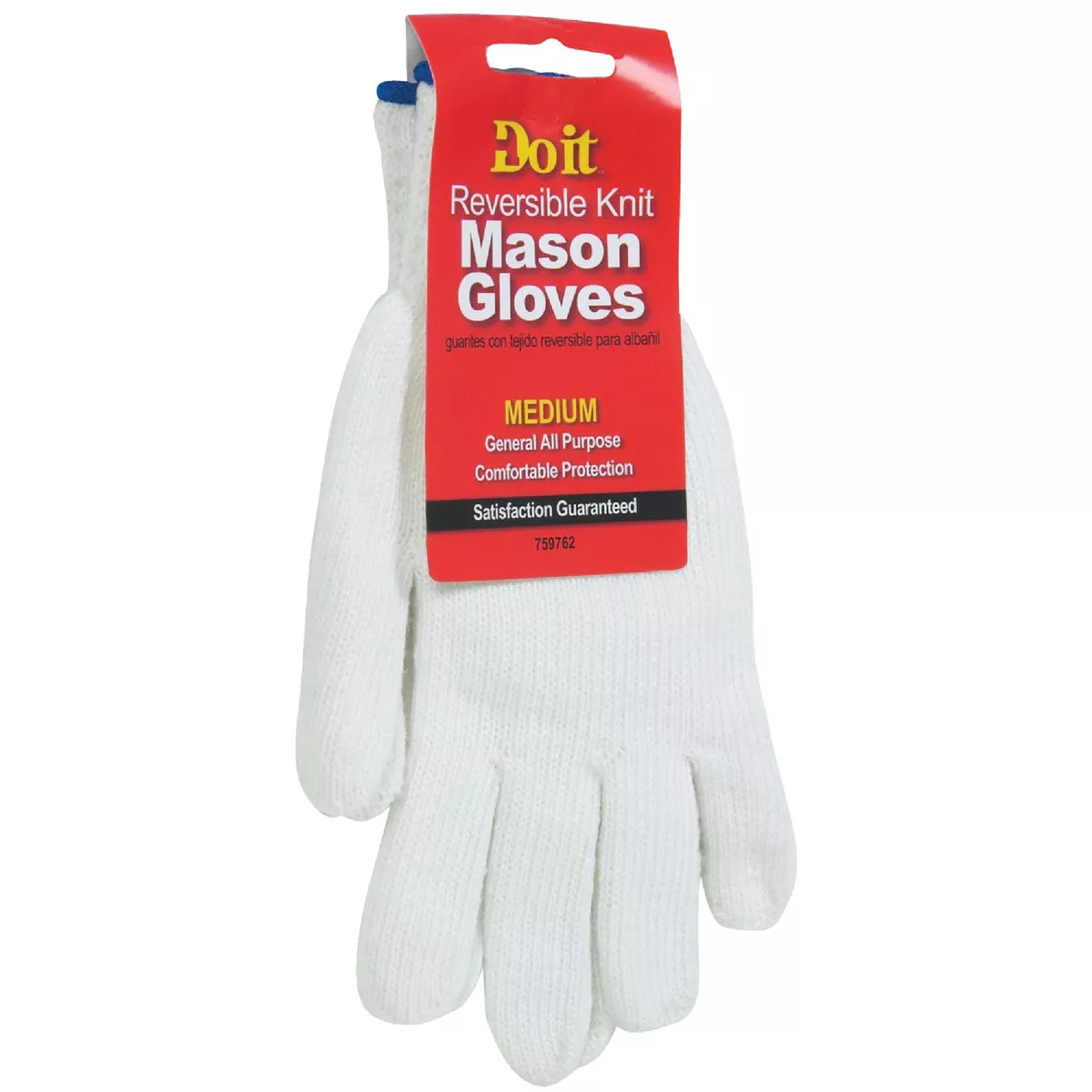 Do it Men's Medium Reversible Knit Polyester Mason Glove, White - photo 2