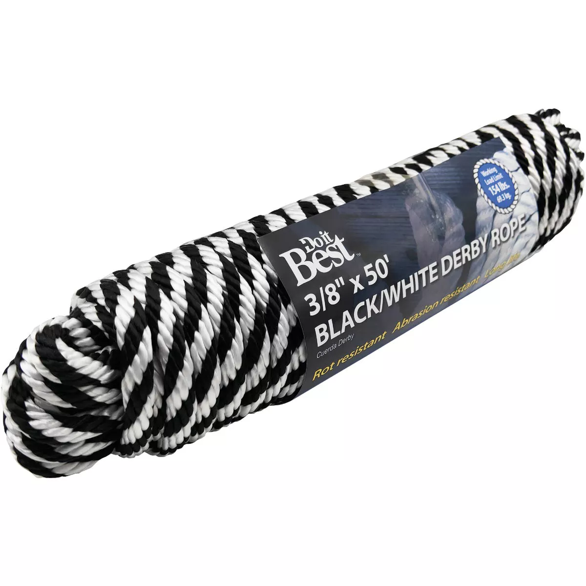 Do it Best 3/8 In. x 50 Ft. Black & White Derby Polypropylene Packaged Rope - photo 2