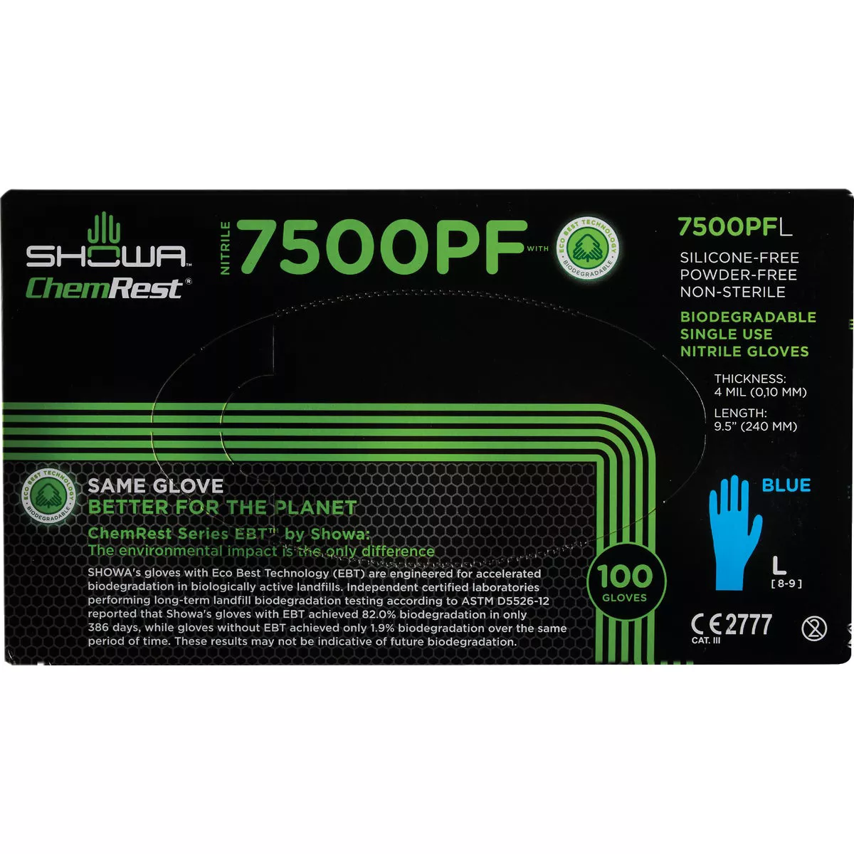 Showa Large Blue Nitrile Biodegradable Disposable Gloves (100-Pack) - photo 2