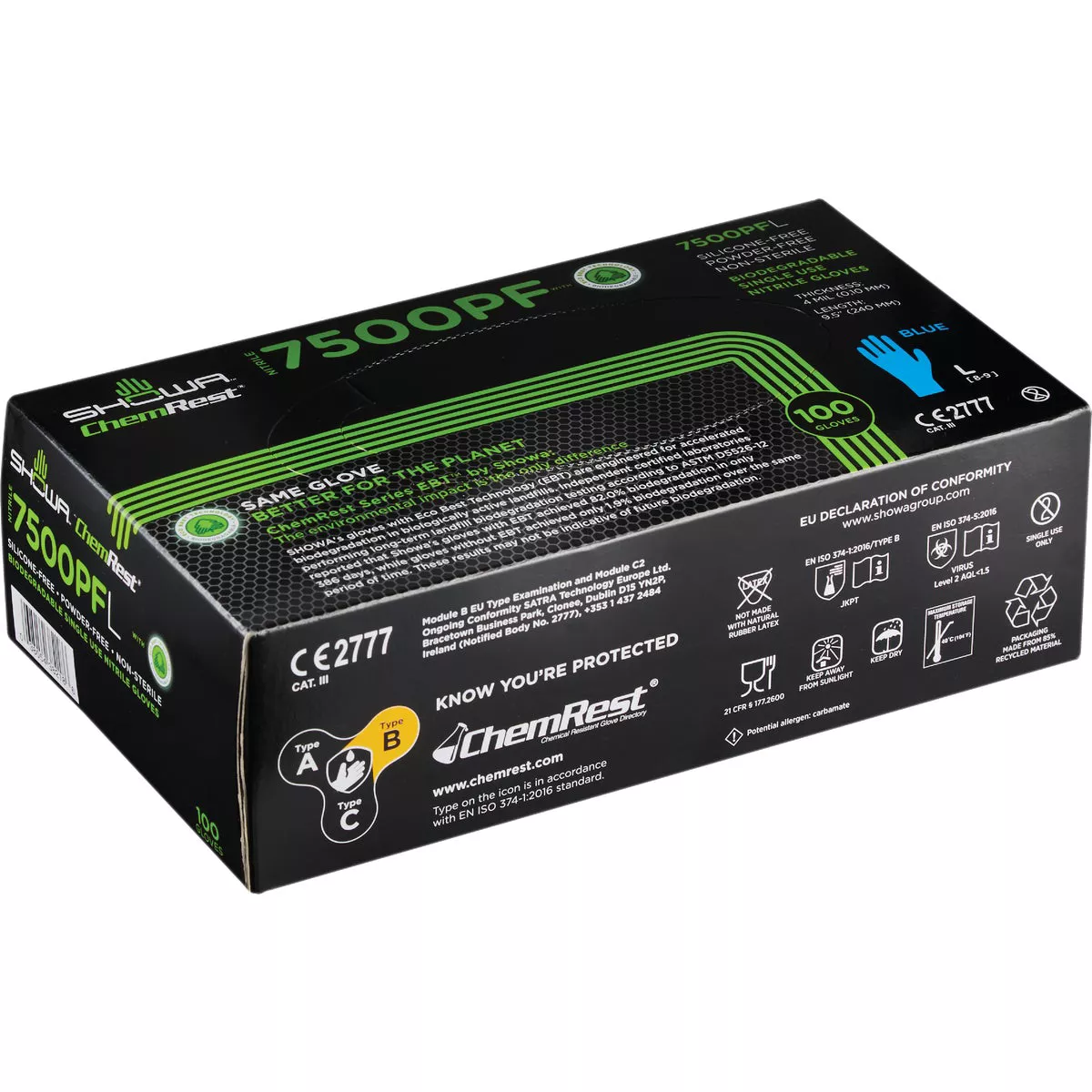 Showa Large Blue Nitrile Biodegradable Disposable Gloves (100-Pack) - photo 3