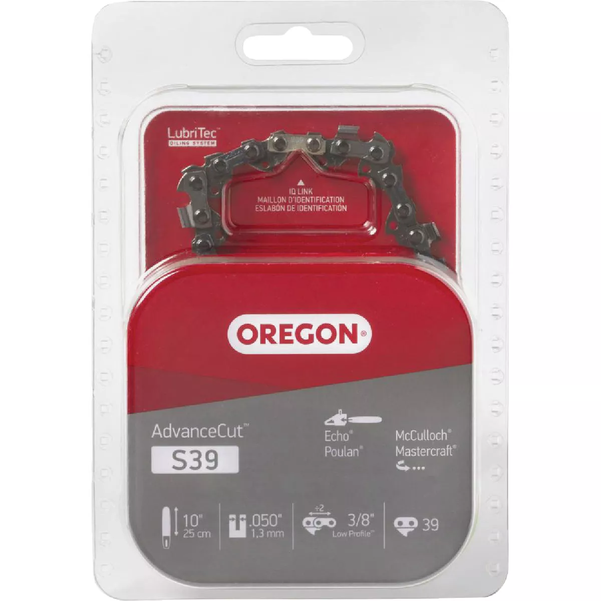 Oregon S39 AdvanceCut Saw Chain for 10 in. Bar - 39 Drive Links - fits Echo, Poulan, McCulloch, Makita, Dolmar and more