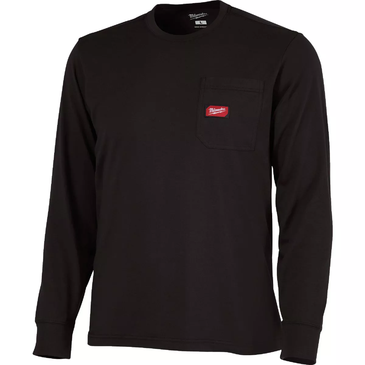 Milwaukee GridIron Medium Black Long Sleeve Heavy-Duty Pocket T-Shirt