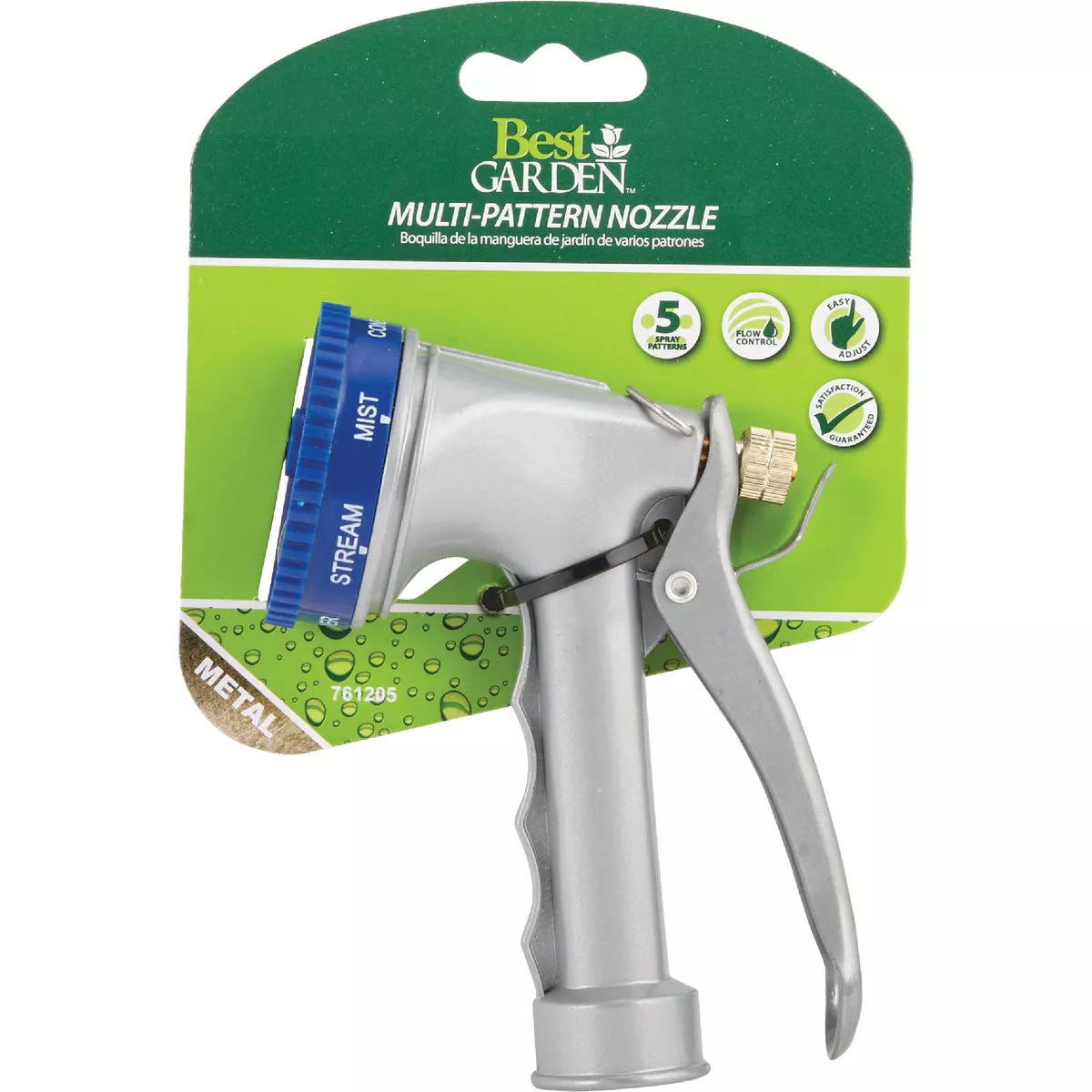 Best Garden Metal 5-Pattern Nozzle, Blue & Gray - photo 2