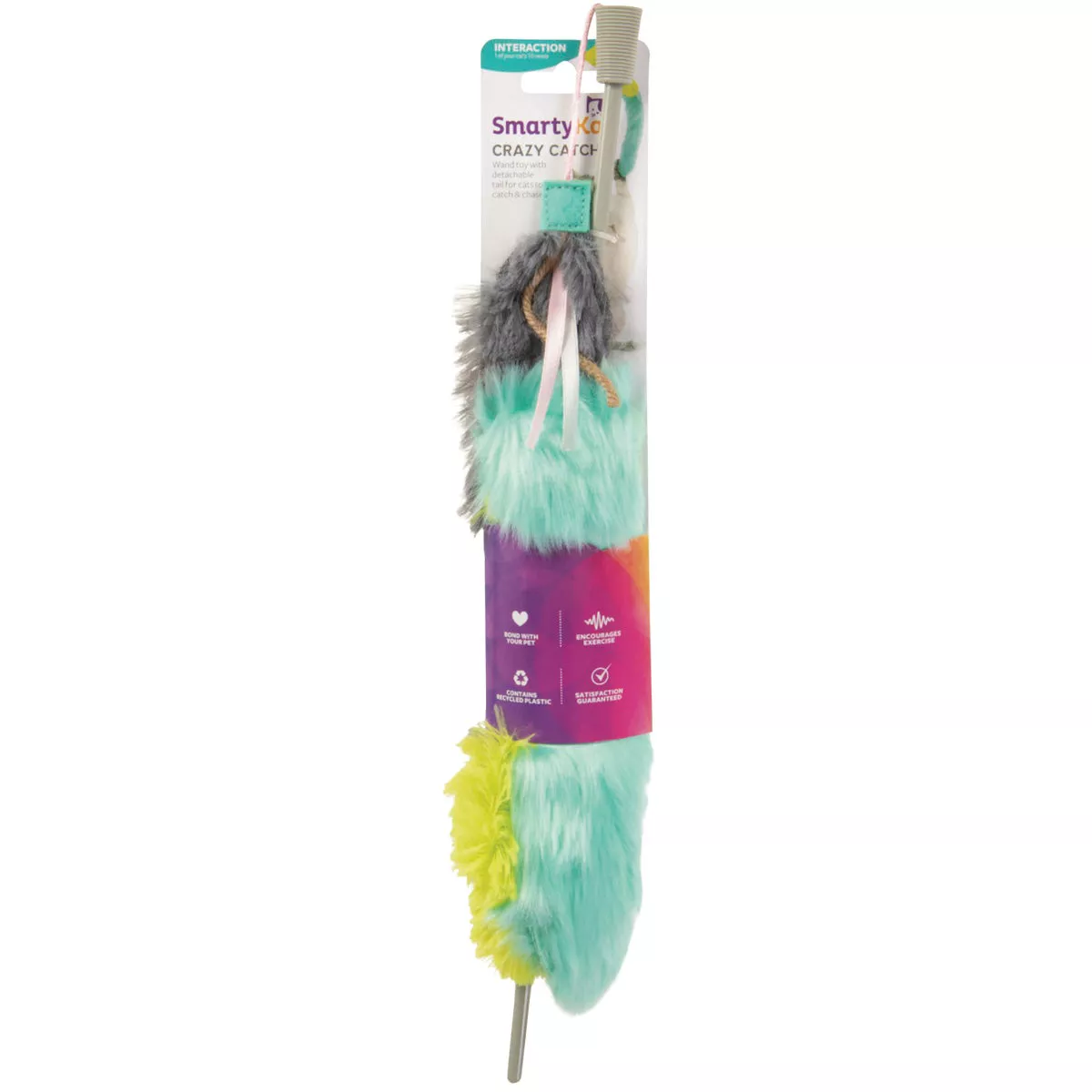 SmartyKat Crazy Catch 3-Part Breakaway Plush Catnip Wand Cat Toy