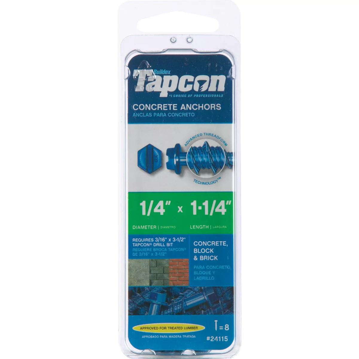 Tapcon 1/4 In. x 1-1/4 In. Slotted Hex Washer Concrete Screw Anchor (8-Count) - photo 2