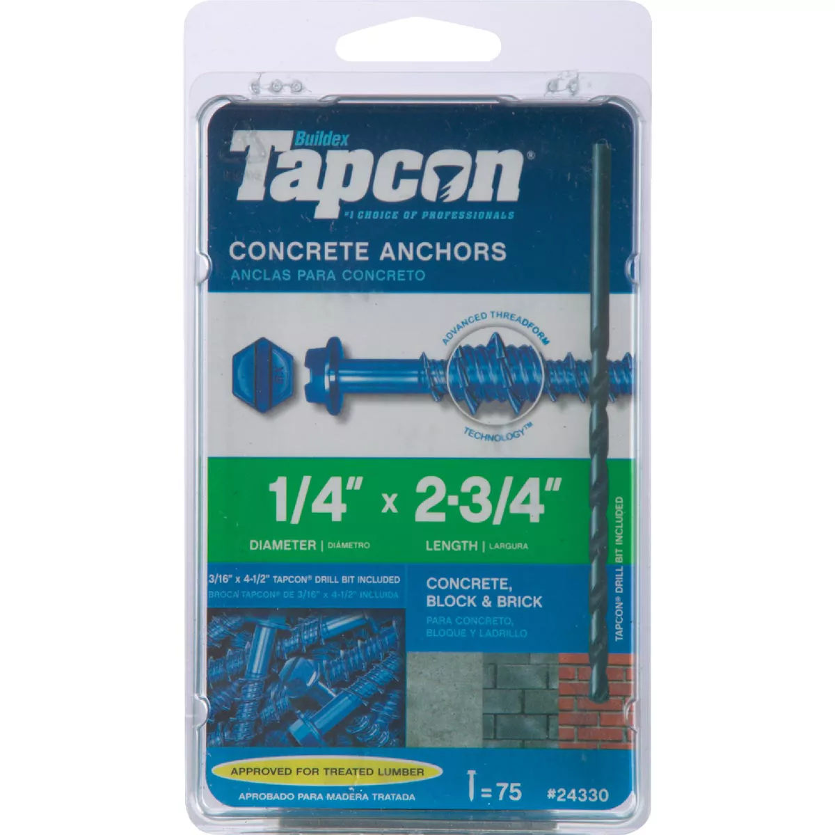 Tapcon 1/4 In. x 2-3/4 In. Hex Concrete Screw Anchor (75 Ct.) - photo 2