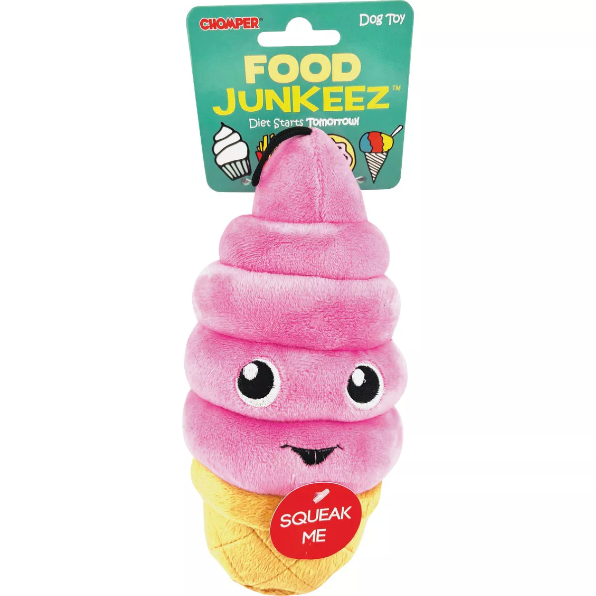 Boss Pet Chomper Food Junkeez Plush Ice Cream Cone Small Dog Toy - photo 2