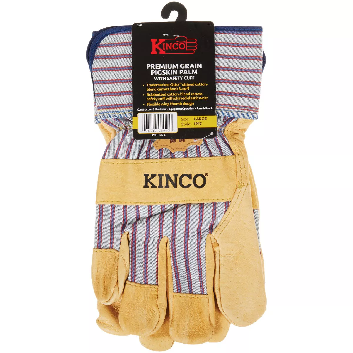 Kinco Men's Large Golden Premium Grain Pigskin Palm Glove - photo 2