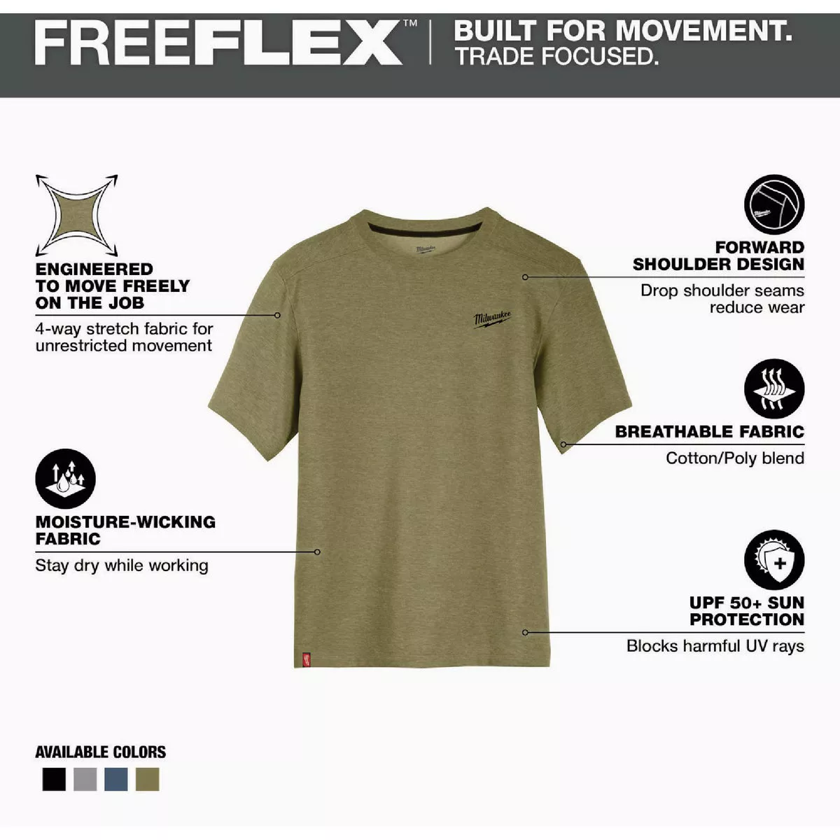 Milwaukee FREEFLEX Men's Large Green Hybrid Short Sleeve Work Shirt - photo 3