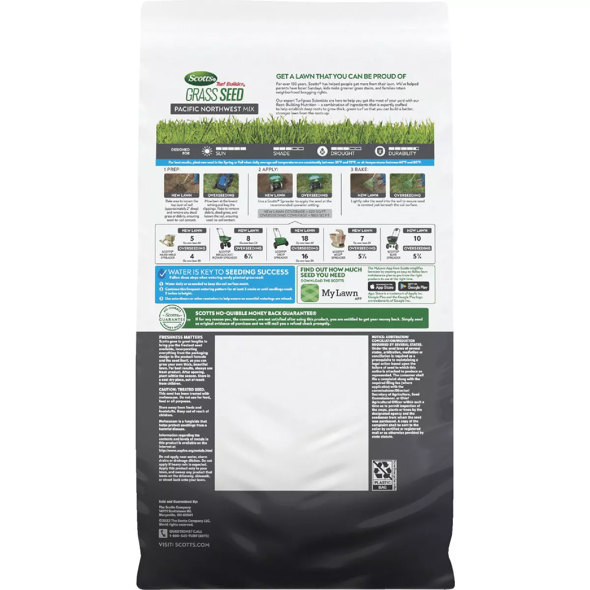 Scotts Turf Builder 5.6 Lb. 465 Sq. Ft. Pacific Northwest Mix Grass Seed, Fertilizer, and Soil Improver Combination - photo 2