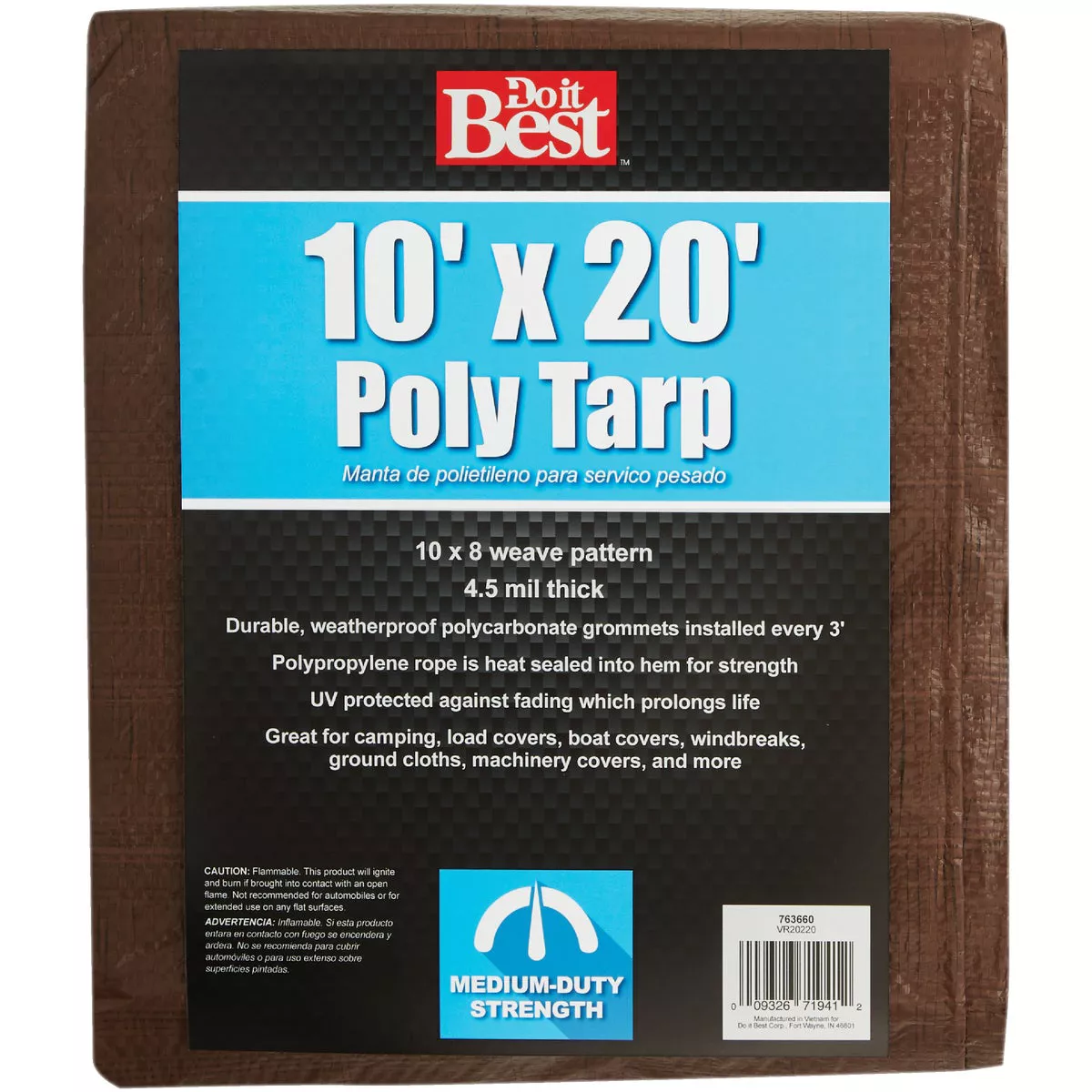 Do it Best 1 Side Green/1 Side Brown Woven 10 Ft. x 20 Ft. Medium Duty Poly Tarp - photo 2