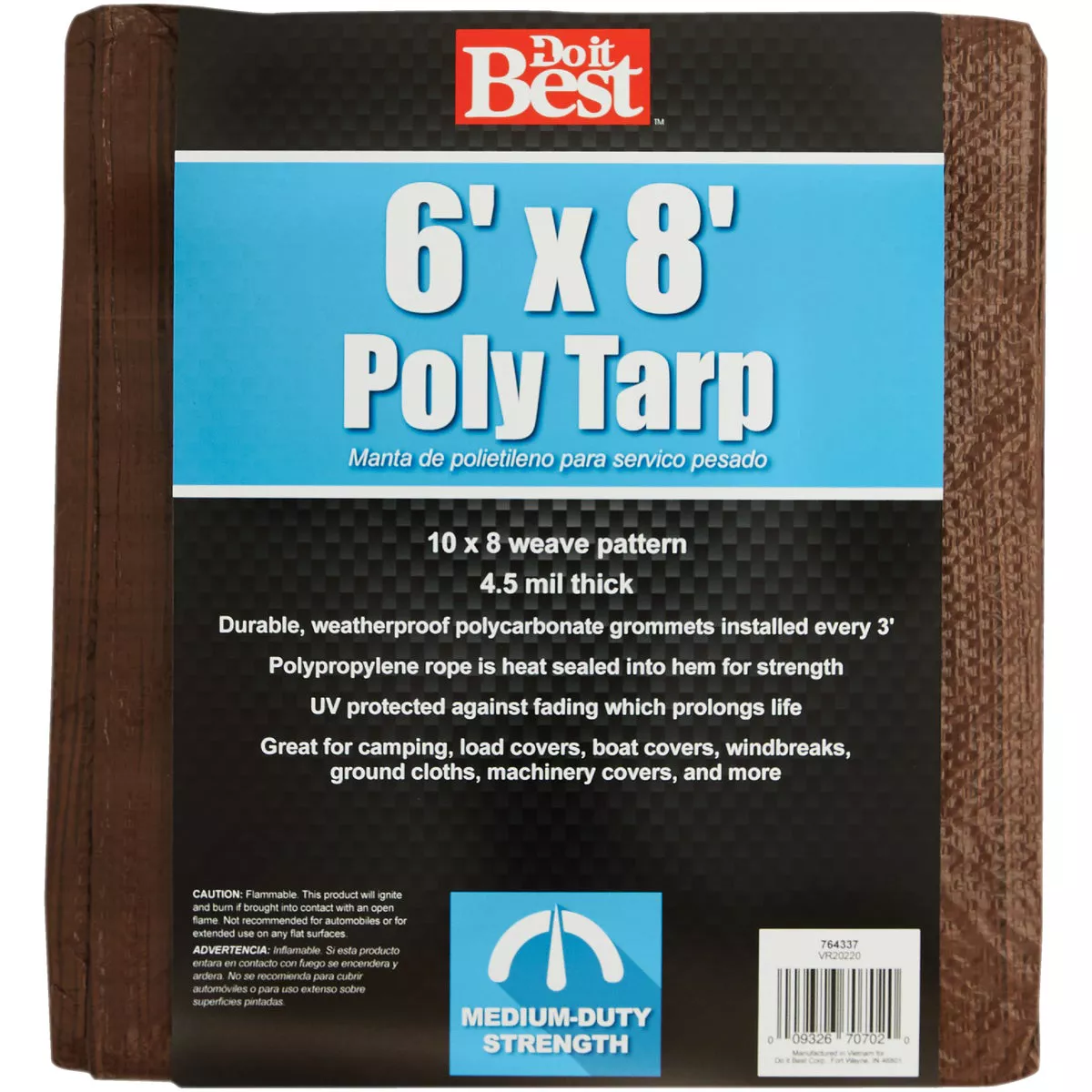 Do it Best 1 Side Green/1 Side Brown Woven 6 Ft. x 8 Ft. Medium Duty Poly Tarp - photo 2
