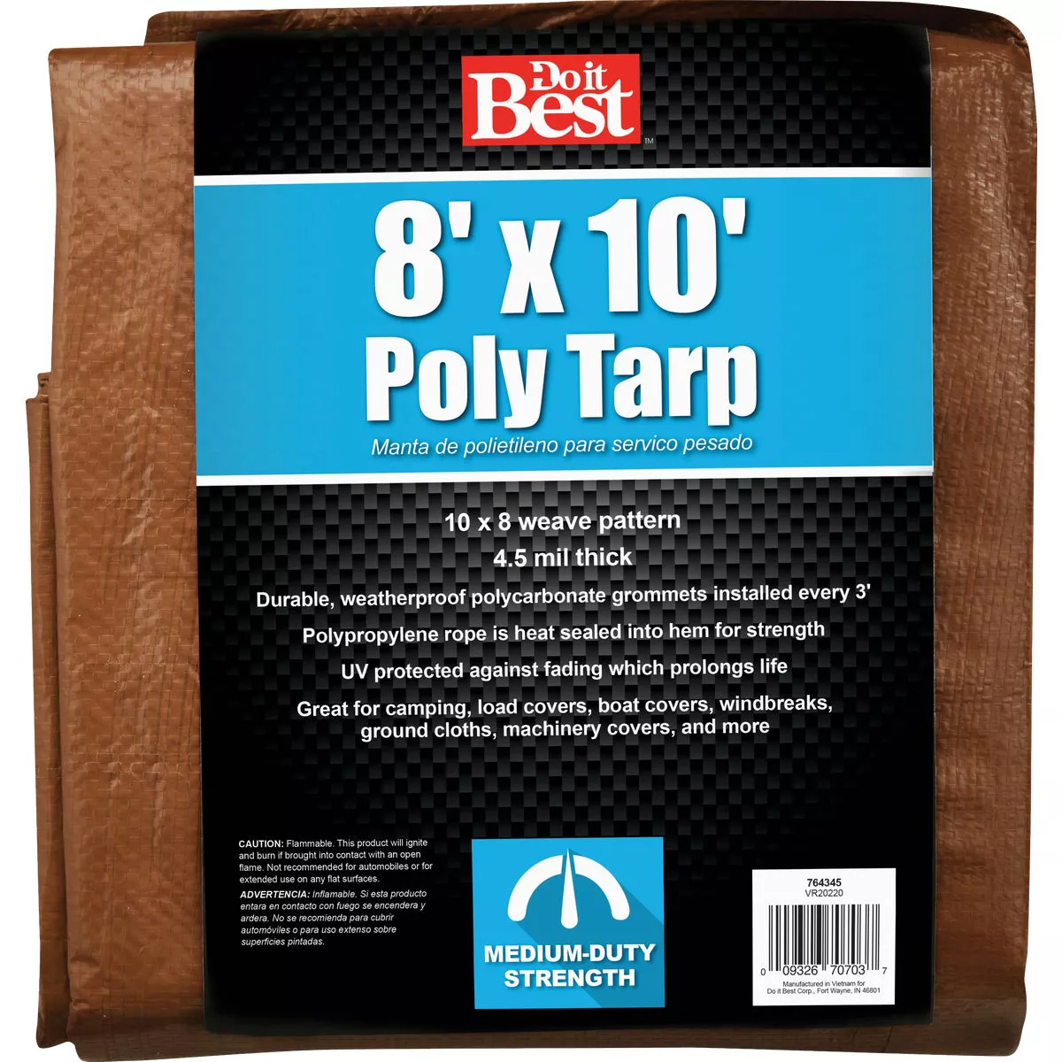 Do it Best 1 Side Green/1 Side Brown Woven 8 Ft. x 10 Ft. Medium Duty Poly Tarp - photo 2