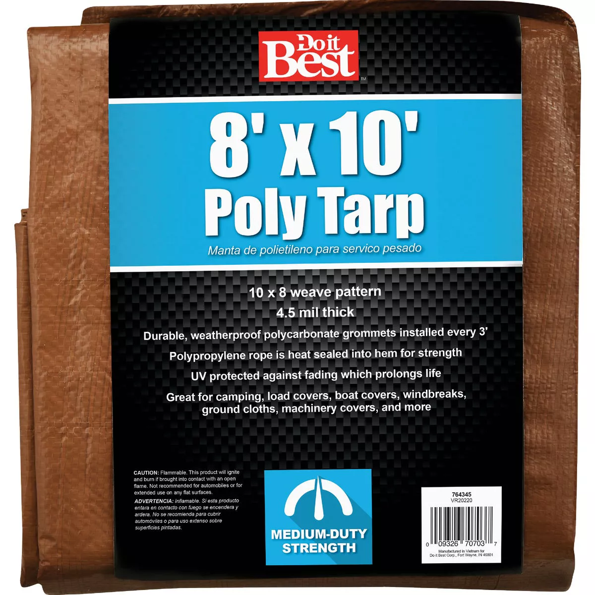 Do it Best 1 Side Green/1 Side Brown Woven 8 Ft. x 10 Ft. Medium Duty Poly Tarp - photo 5