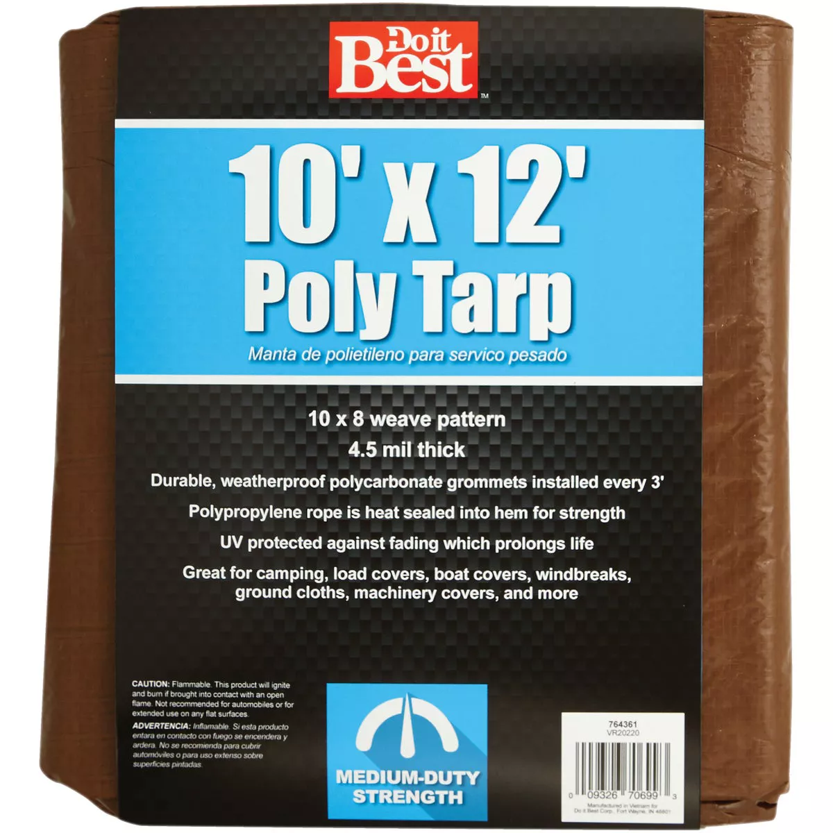Do it Best 1 Side Green/1 Side Brown Woven 10 Ft. x 12 Ft. Medium Duty Poly Tarp - photo 2