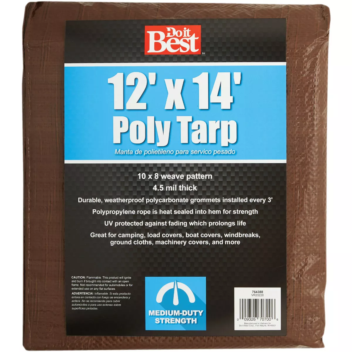 Do it Best 1 Side Green/1 Side Brown Woven 12 Ft. x 14 Ft. Medium Duty Poly Tarp - photo 2