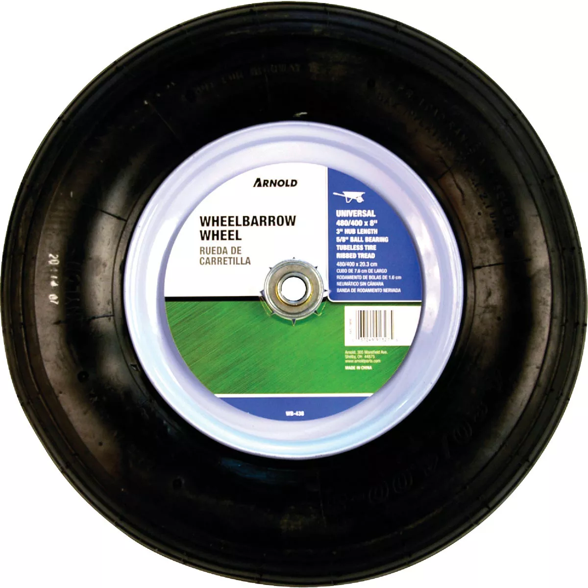 Arnold 16 x 480/400-8 In. Pneumatic Wheelbarrow Wheel with 3 In. Hub - photo 2